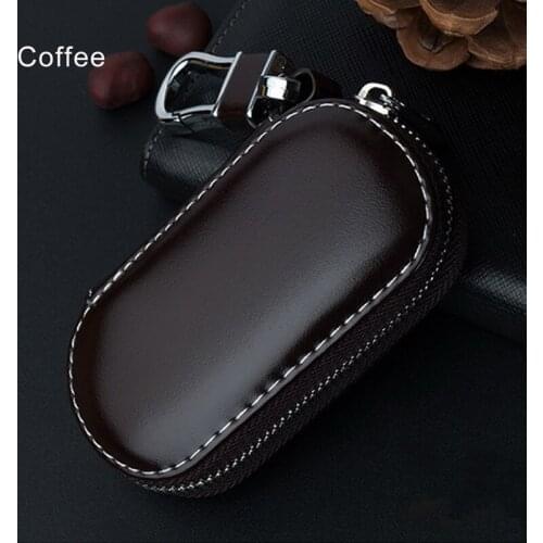 Car Key Pouch Bag Case Wallet Holder Chain Key Wallet Ring Collector Housekeeper Pocket Key Organizer Smart Leather Keychain