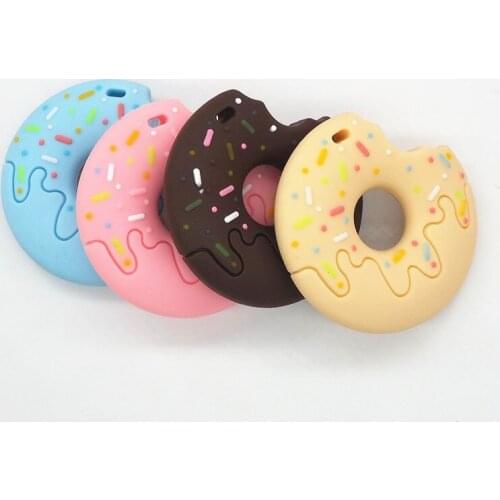 Chenkai 5PCS BPA Free Silicone Cookie Pendant Teether DIY Baby Biscuit Pacifier Dummy Donut Nursing Chewing Jewelry Toy Gift