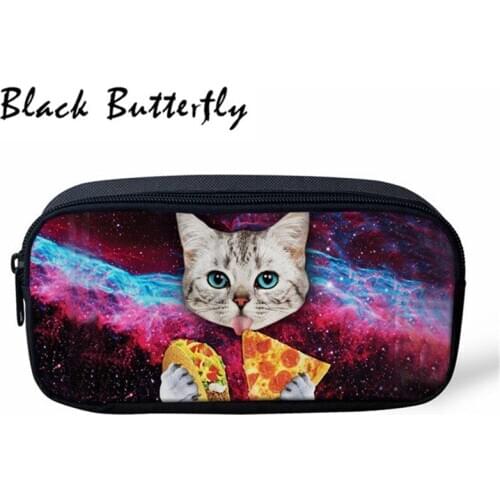 Black Butterfly Big Capacity Pencil Case Cute Pet Printing Pencilcase School Pencil Bag School Box Pencils Pouch Stationery