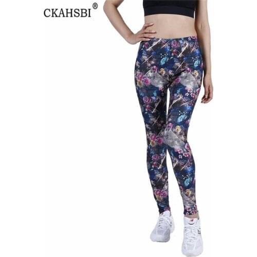 CKAHSBI Flower Tights Yoga Pants Women High Waist Leggings Breathable Gym Fitness Push Up Clothing Colored Starry Sky Bottom