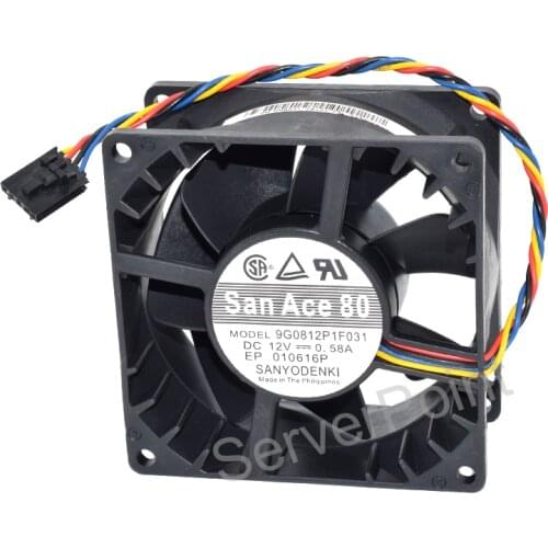 Free shipping for SANYO 9G0812P1F03 DC 12V 0.58A 80x80x38mm 4-Wire Server Square Fan