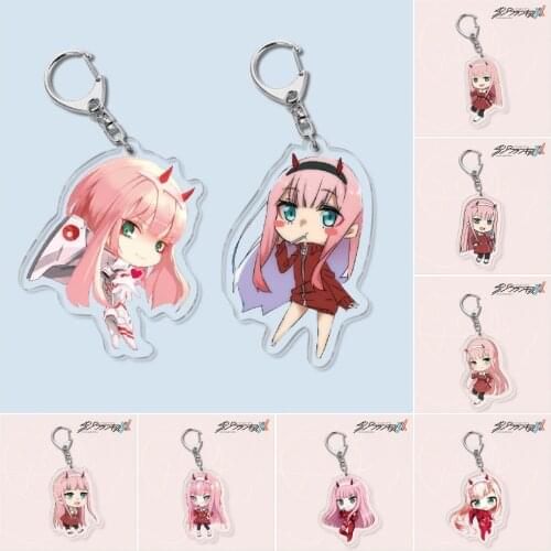 Darling IN THE FRANK 02 ZERO TWO Key Chains Two-sided Keychain Cosplay Acrylic Pendant Keyring Prop