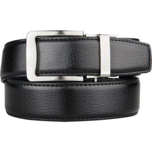 Brand Fashion Automatic Buckle Black Genuine Leather Belt Mens Belts Cow Leather Belts for Men 3.5cm Width Golf Belt