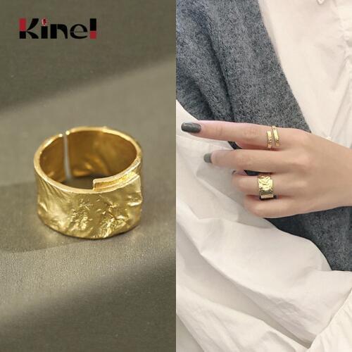 Kinel Genuine 925 Sterling Silver Ring Irregular Original Fashion Korea 14k Gold Jewelry Wedding Party Ladies Ring ring