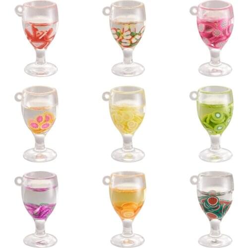 50pcs Imitation Fruit Juice Resin Pendants Mixed Color Goblet Charms DIY Cute Earring Necklace Bracelet Jewelry Making Accessory