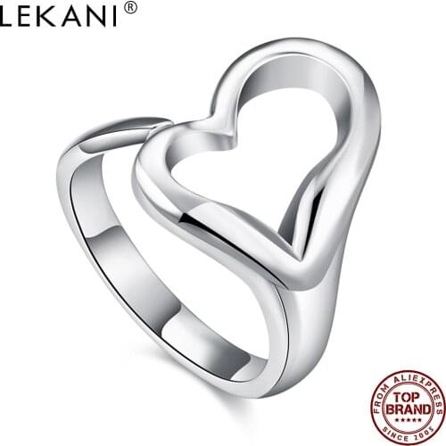 LEKANI Heart-Shaped Rings For Women Opening Adjustable Ring Fashion Copper Jewelry Anniversary Romantic Cute Gift For Girlfriend