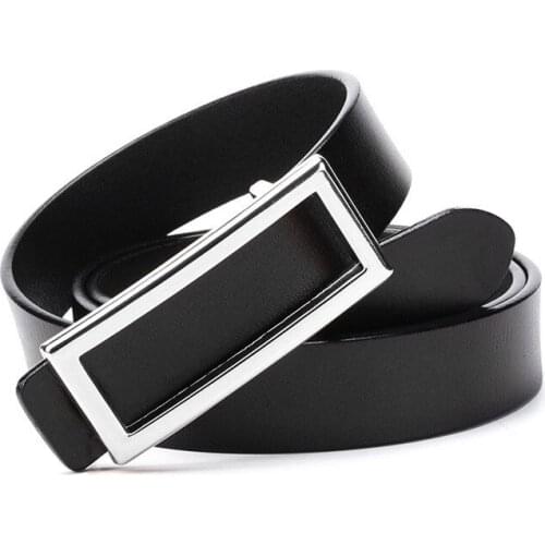 Korean style simple decoration fashion all-match ladies smooth buckle two-layer cowhide belt