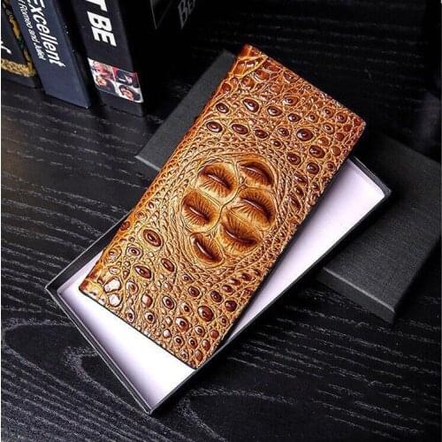 Genuine Leather Men Wallets Long Crocodile Pattern Wallet Money Bag High Quality Card Holder Male Purse billetera hombre Wallet