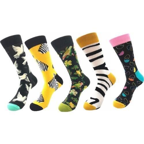 Womens Mens Socks Funny Animals Plant Patterns GO Cartoon Pattern Knee High Socks Pigeon Socks Super Flowers Zebra Casual Sock