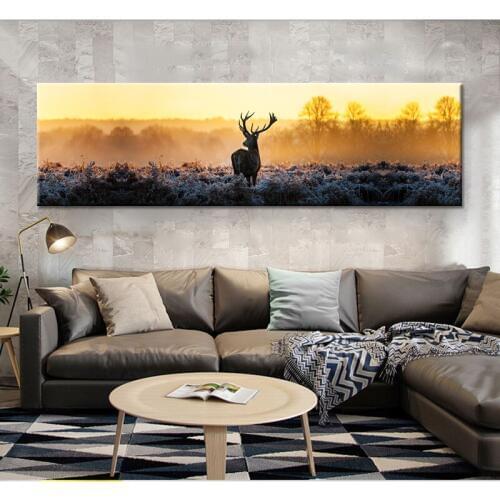 Deer Elk Landscape Forest Wall Art Canvas Painting Cuadros Posters Nordic Poster Picture Wall Pictures For Living Room framed