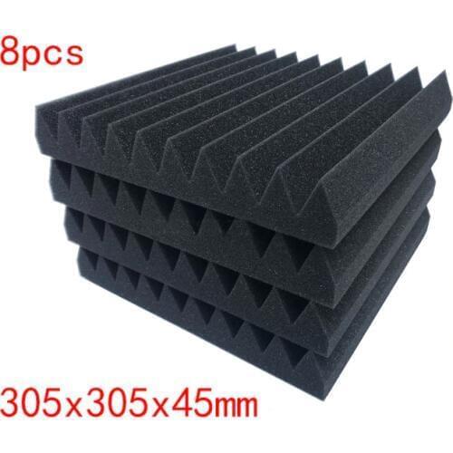 8Pcs 305 x 305 x 45mm Soundproofing Foam Acoustic Foam Sound Treatment Studio Room Absorption Wedge Tiles Polyurethane foam