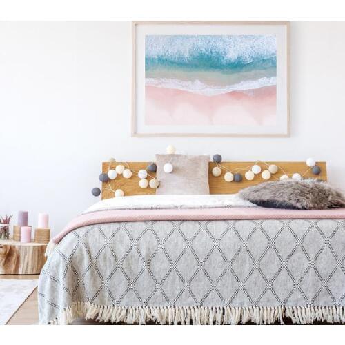 Beach Aerial Photography Print Nordic Poster Home Decor Blush Pink & Blue Ocean Wave Wall Art Picture Canvas Painting Decoration