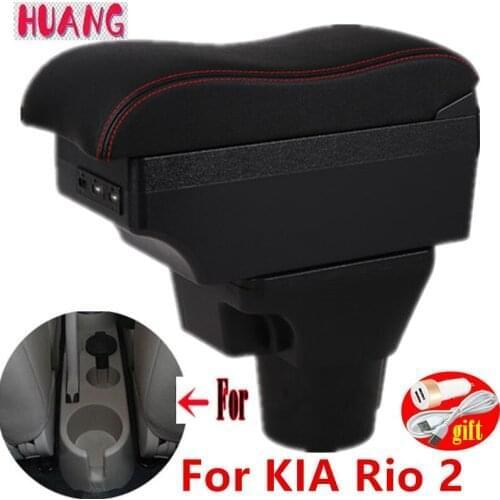 For KIA Rio 2 armrest box For KIA Rio2 2006 2007 2008 2009 2010 2011 Curved car armrest box accessories interior Storage USB box