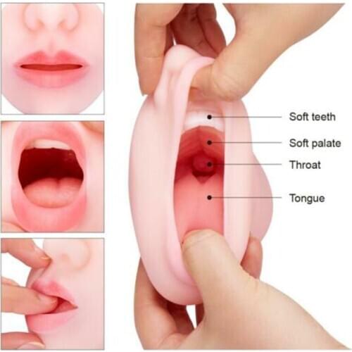 Realistic Pocket Pussy Male Masturbator Aritificial Silicone Mouth Tongue Oral sex Erotic Blowjob Adult Sex Toys for Men