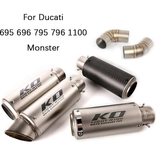 Left Right ) For Ducati Monster 696 695 795 1100 Exhaust Pipe Slip On Hypermotard 796 Motorcycle Mid Pipe 51mm Muffler Escape