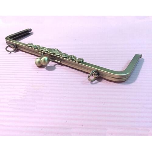 27.5cm(11Inch) Vintage Elegant Women Purse Frame Clutch Bag Clasp With Handle Knurling Bronze Hardware Accessories High Quality