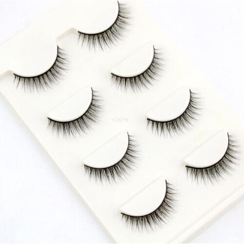 Yokpn Japanese False Eyelashes Natural Simulation Cotton Stalk Thick Short Eyelashes Nude Makeup Curl Fake Eyelashes 4 Pairs