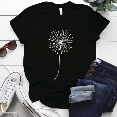 Seeyoushy Dandelion Print Funny Women T-shirt Short Sleeve Plus Size Tee Shirt Femme Summer Clothes for Women Top Mujer