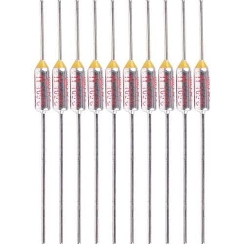10Pcs Circuit Cutoff TF Aluminum Thermal Fuse 100 Degree Celsius 250V 10A