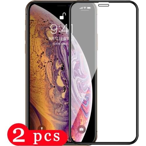 2Pcs full cover for iphone X XR XS max 11 pro max tempered glass protective film 7 8 plus phone screen protector smartphone