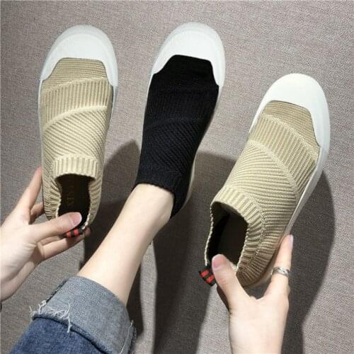 2021 Autumn Couple Loafers Slip-on Knit Canvas Shoes All-match Casual Breathable Walking Flat Shoes Canvas Shoes Women