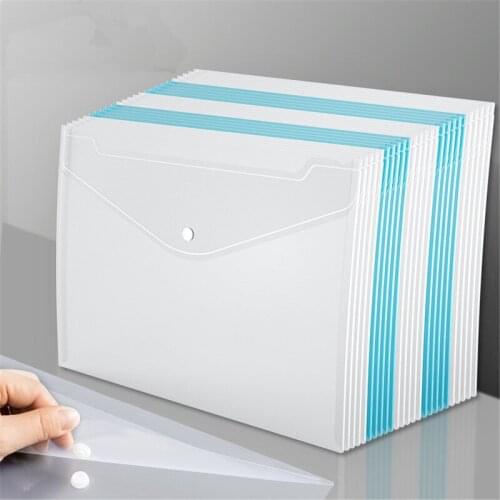 5pcs File Bag Snap Button Type Transparent A4 File Folder Office Filing Products Student Test Paper Holder Storage Document Bag