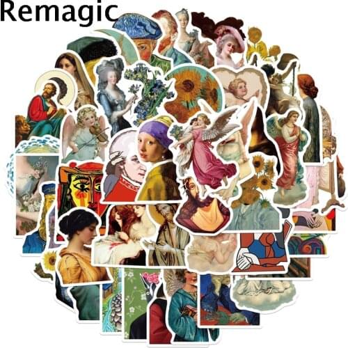 50pcs Famous Artists Paintings Cartoon Children Stickers Skateboard Guitar Suitcase Girls Waterproof scrapbooking Sticker Kid