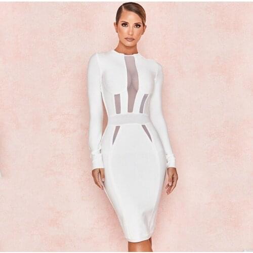 Long sleeve bandag dress hollow out sexy mini dress
