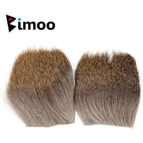 Bimoo 10PCS 5cmX5cm Fly Tying Body Deer Hair Patch Fur Muddler Minnow Dry Elk Hair Caddis Fly Tying Wing Material Natural Color