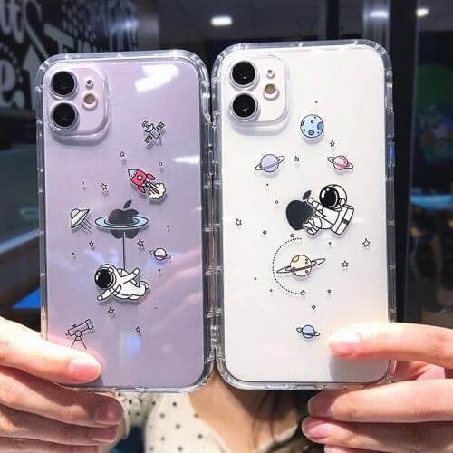 GTWIN Planet Star Astronaut Phone Case For iPhone 11 Pro Max X XR XS Max 7 8 Plus SE 2020 Cartoon Pattern Soft TPU Back Cover