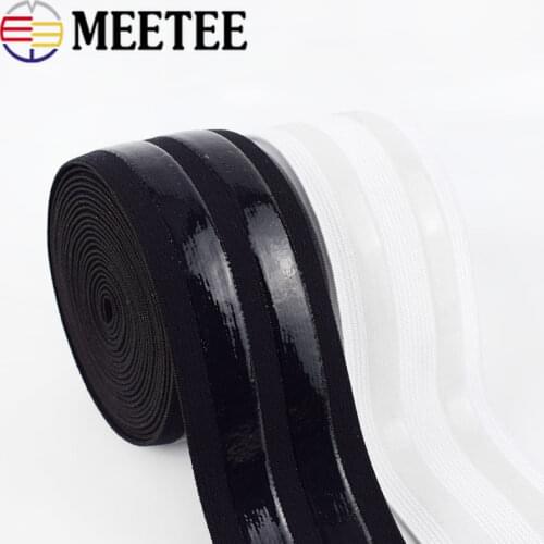 Meetee 4/8Meters 5cm Black White Nylon Polyester Non-slip Silicone Elastic Band DIY Clothes Sew Pants Belt Stretch Bands EB038