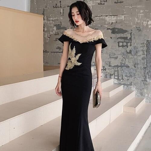 Elegant Long Dresses Prom 2020 New Arrival Gown Sequin Appliqued Robe De Soiree Long Vestidos Mermaid Dresses For Women FF2860