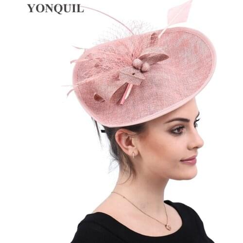 Elegant Ladies Chapeau Caps Women Derby Kenducky Fascinators Headwear Headbands Church Headpiece With Feathers Hair Accessories