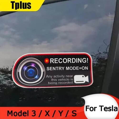 Tplus Car Window Glass Electrostatic Stickers For Tesla Model 3 X S Y Sentry Mode Recorder Camera Warning Reminder Accessories