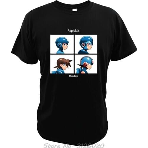 Rockman T Shirt Gorillaz Demon Days Hot Design Men Cotton Tees Action Game Fight DR Willy Strong Megamanexe T-shirt