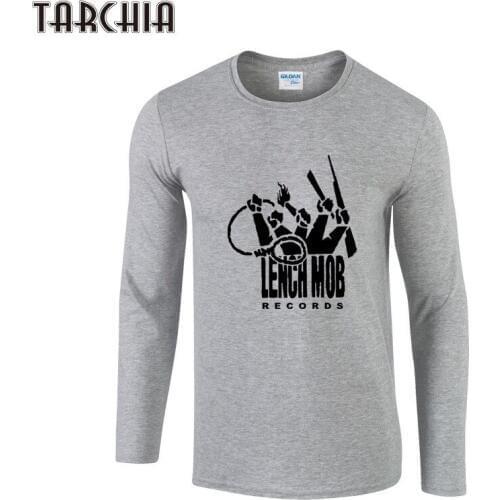 TARCHIA Men T-Shirt LENCH MOB Cotton Long Sleeve T-shirt 2XL Cartoon Funny T Shirt Men In Soft Cotton Tees And Tops
