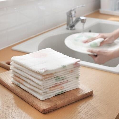 Quality Thick Wood Fiber Kitchen Reusable Cleaning Wash Cloth Towel Cotton For Dishes Wipes Dishclothes White Lint Free In Home