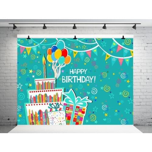 VinylBDS Photo Background Newbor Birthday Backdrop Cartoon Cake Ballon Backdrops Children Photography Background for Studio