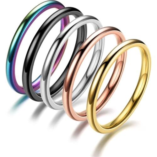2mm Stainless Steel Thin Ring For Women Minimalist Ring Jewelry Party Simple Fashion Gift