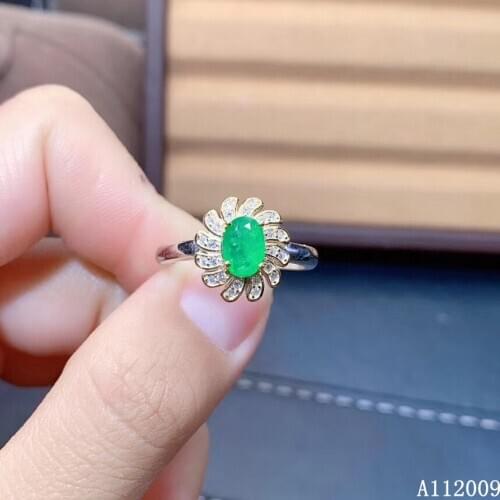 KJJEAXCMY fine jewelry 925 sterling silver inlaid natural emerald ring new female trendy ring support test hot selling