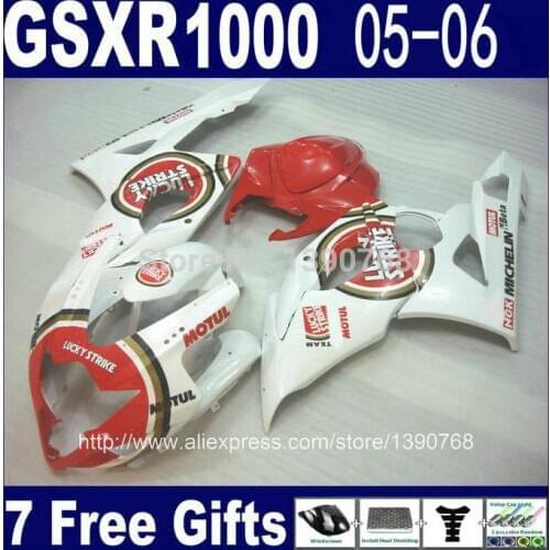 Injection mold ABS fairing kit for SUZUKI K5 GSXR 1000 05 06 red white LUCKY STRIKE fairings set GSXR1000 2005 2006 NM5