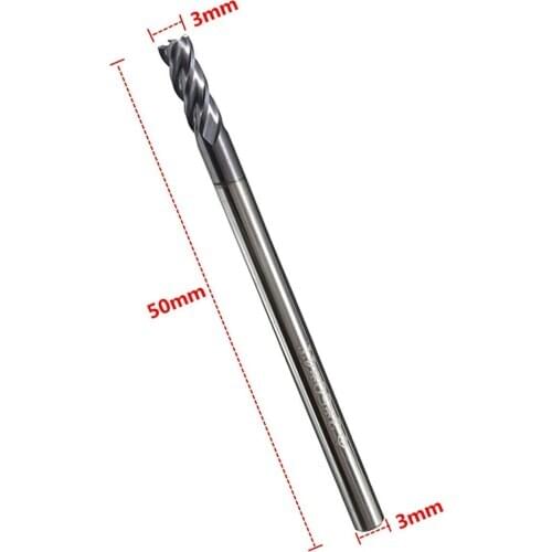 2 PCS Tungsten Carbide HRC45 4 Flutes End Mill 3MM Shank Milling Cutter Tool Kit 2*End Mill