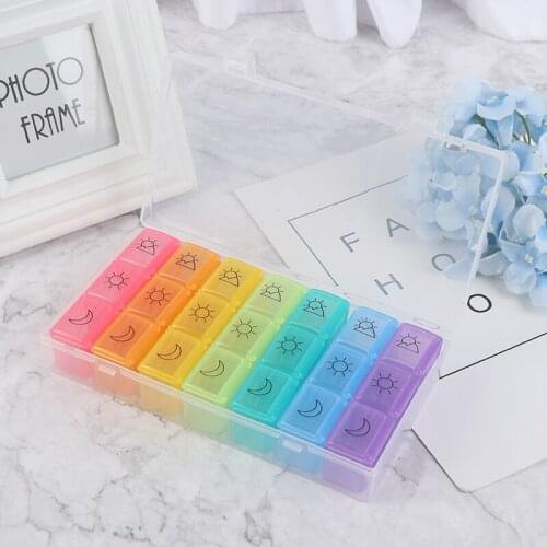 7-color Tablet Pill Box Holder Medicine Storage Organizer Container Case 3 Row 21Squares Weekly 7Days Pill Case Health Care Tool
