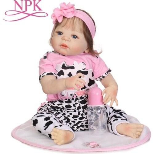 NPK 57CM Full Silicone Body Girl Reborn Doll Alive Baby Bath Toy Lifelike Toddler Fashion Doll Bebes Reborn Menina rooted hair