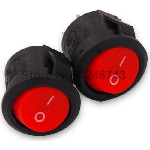 10PCS 16mm Diameter Small Round Boat Rocker Switches Red Mini Round 2 Pin ON-OFF Rocker Switch