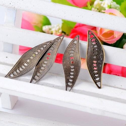 MIAOCHI 300Pcs Antique Bronze Filigree Leaf Wraps Connectors Metal Crafts Gift Decoration DIY Findings 33x10mm J0530