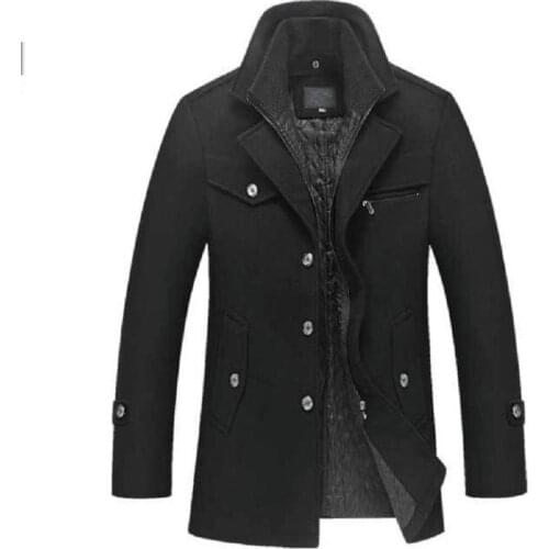 Hot Sale New Fashion Brand Winter Wool Coat Slim Fit Jackets Mens Casual Warm Outerwear Jacket and coat Men Pea Coat Size M-4XL