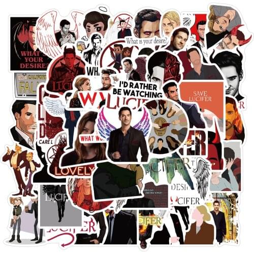 New American TV Star Character Lucifer Graffiti Aesthetic Sticker Suitcase Skateboard Computer Diary Stationery Decoration 50PCS
