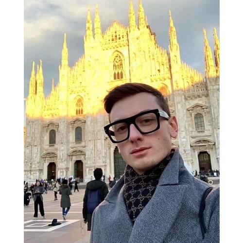 HOT STAR Flat-Top Oversized Sun Glasses Frame Unisex Pure-Plank Big Square Full-Rim 55-20-145 for Prescription Eyewear