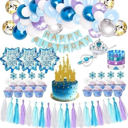 Disney frozen Elsa anna princess party 1st birthday decoration girl favor Disposable tableware diy decor birthday party supplies